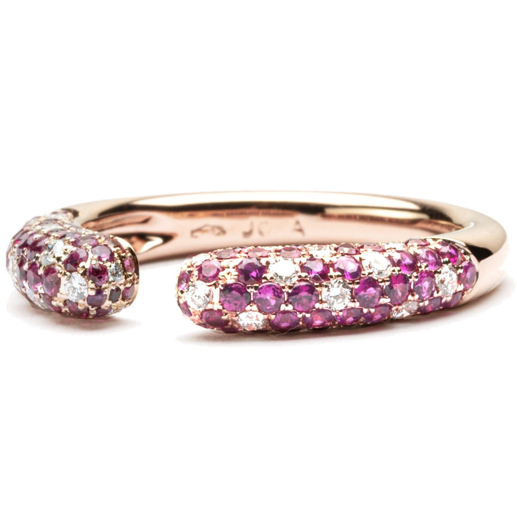 Contemporary Alex Jona Ruby White Diamond Rose Gold Ring For Sale