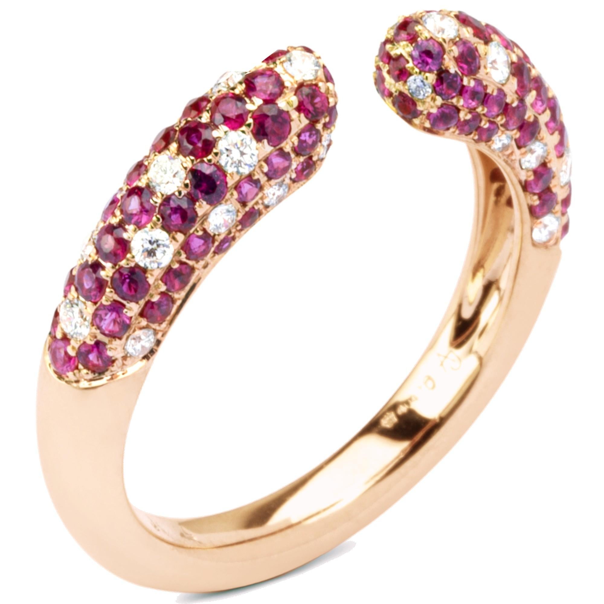 Alex Jona Ruby White Diamond Rose Gold Ring For Sale