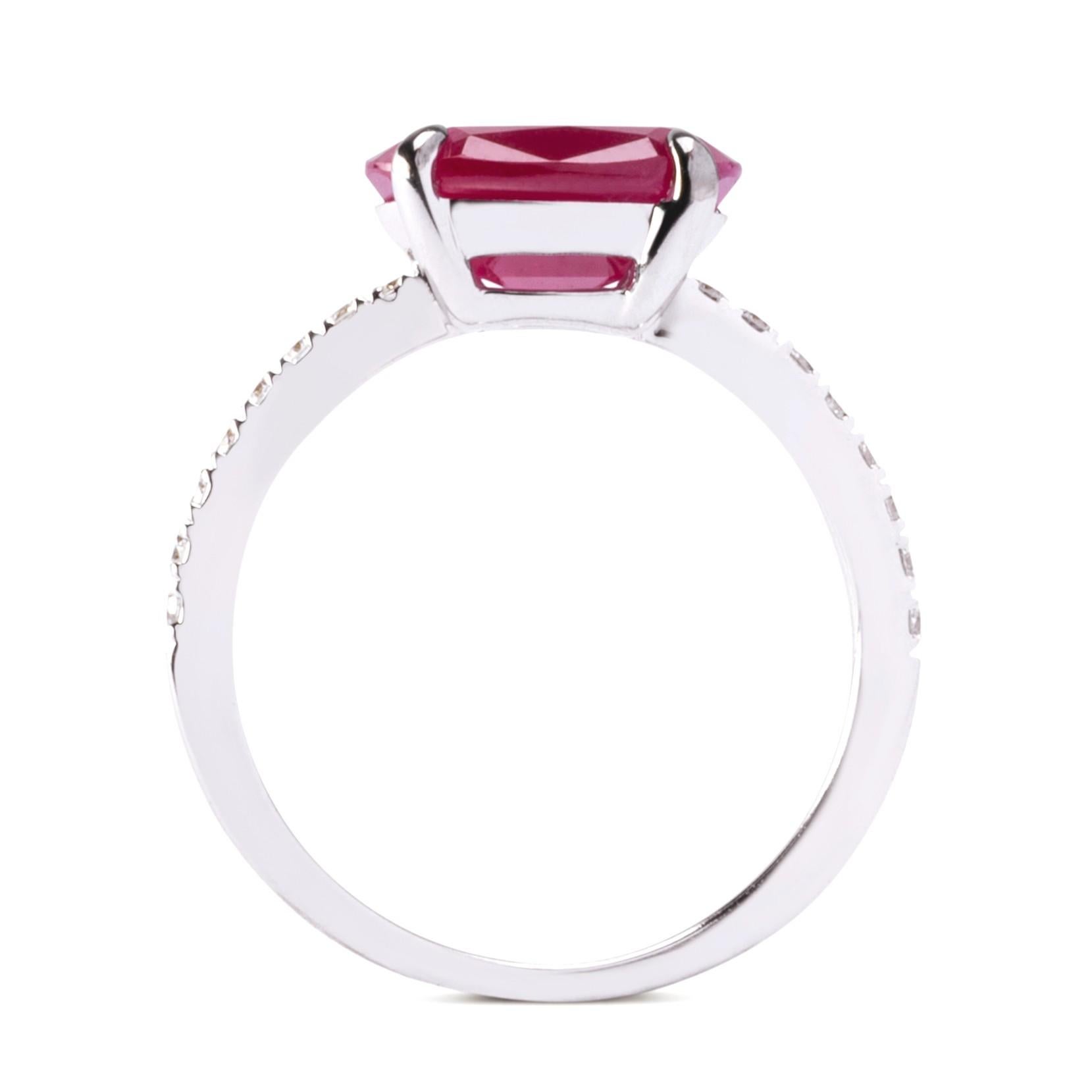 Femenino o masculino Alex Jona Anillo solitario de oro blanco con rubí y diamantes en venta
