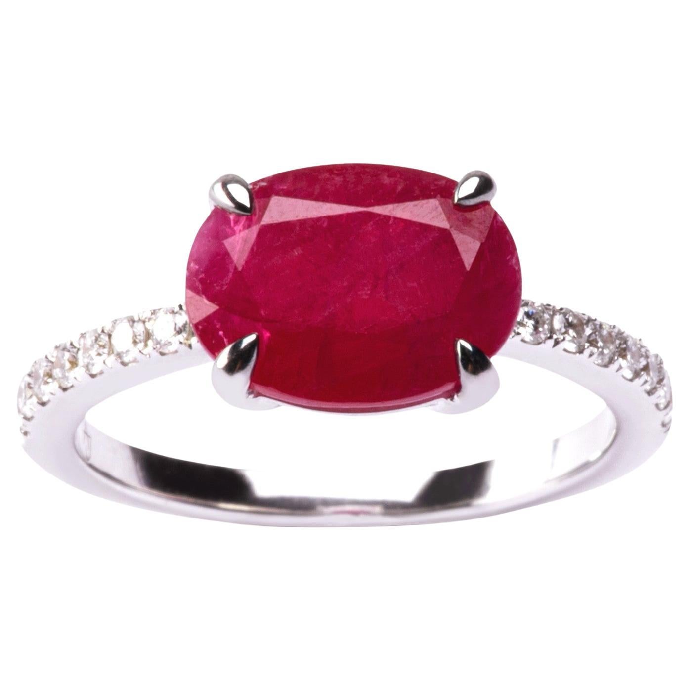 Alex Jona Ruby White Diamond White Gold Solitaire Ring