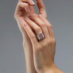 Alex Jona Sapphire White and Brown Diamond Wide Pavé 18 Karat Gold Ring Band