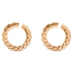 Alex Jona Satin Gold-Plated Sterling Silver Wooven Curb Hoop Earrings