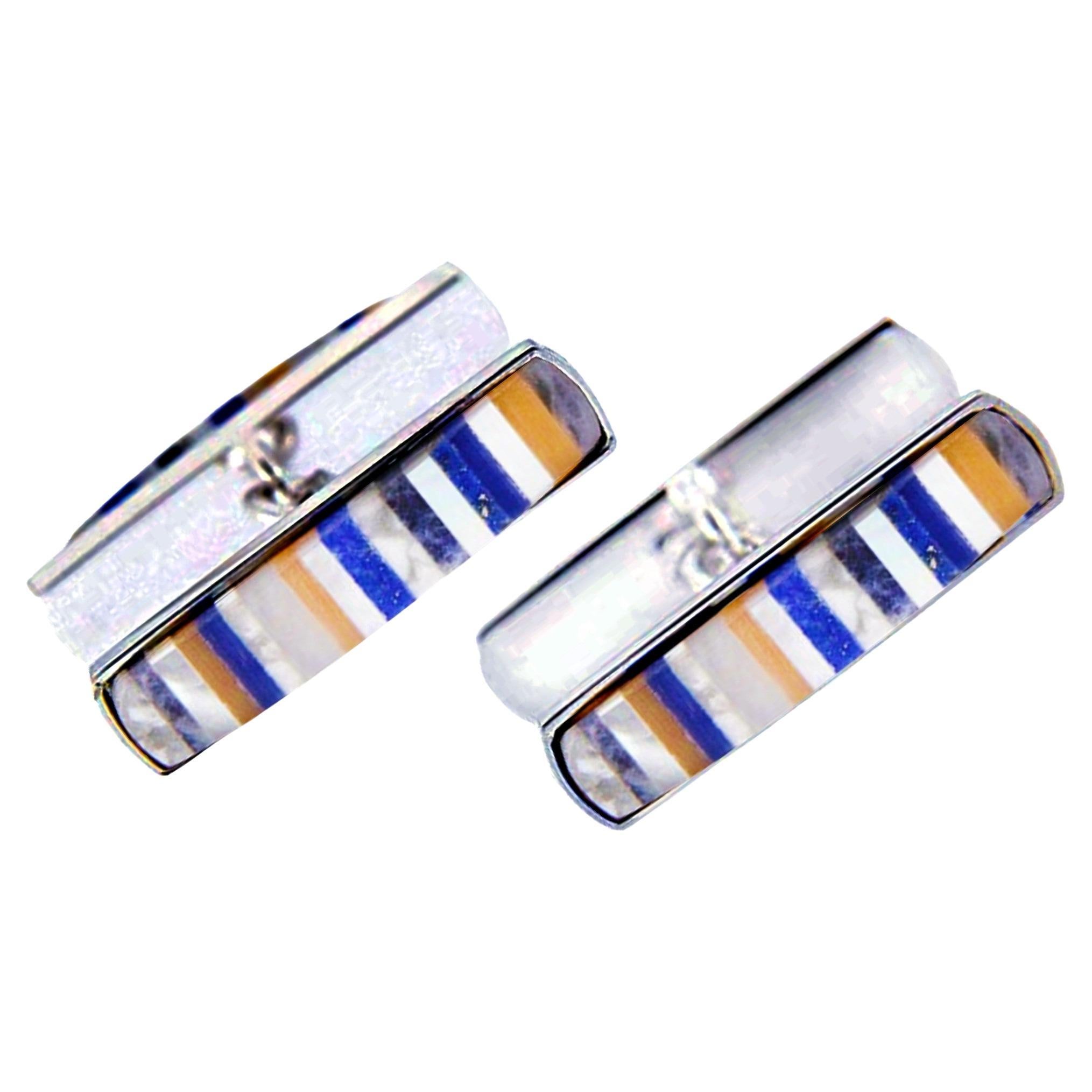 Alex Jona Semi Precious Stone Sterling Silver Cufflinks