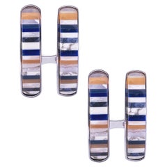 Alex Jona Semi Precious Stone Sterling Silver Cufflinks