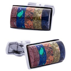 Alex Jona Semi Precious Stone Sterling Silver Cufflinks