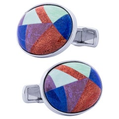 Boutons de manchette en argent sterling avec pierres semi-précieuses d'Alex Jona