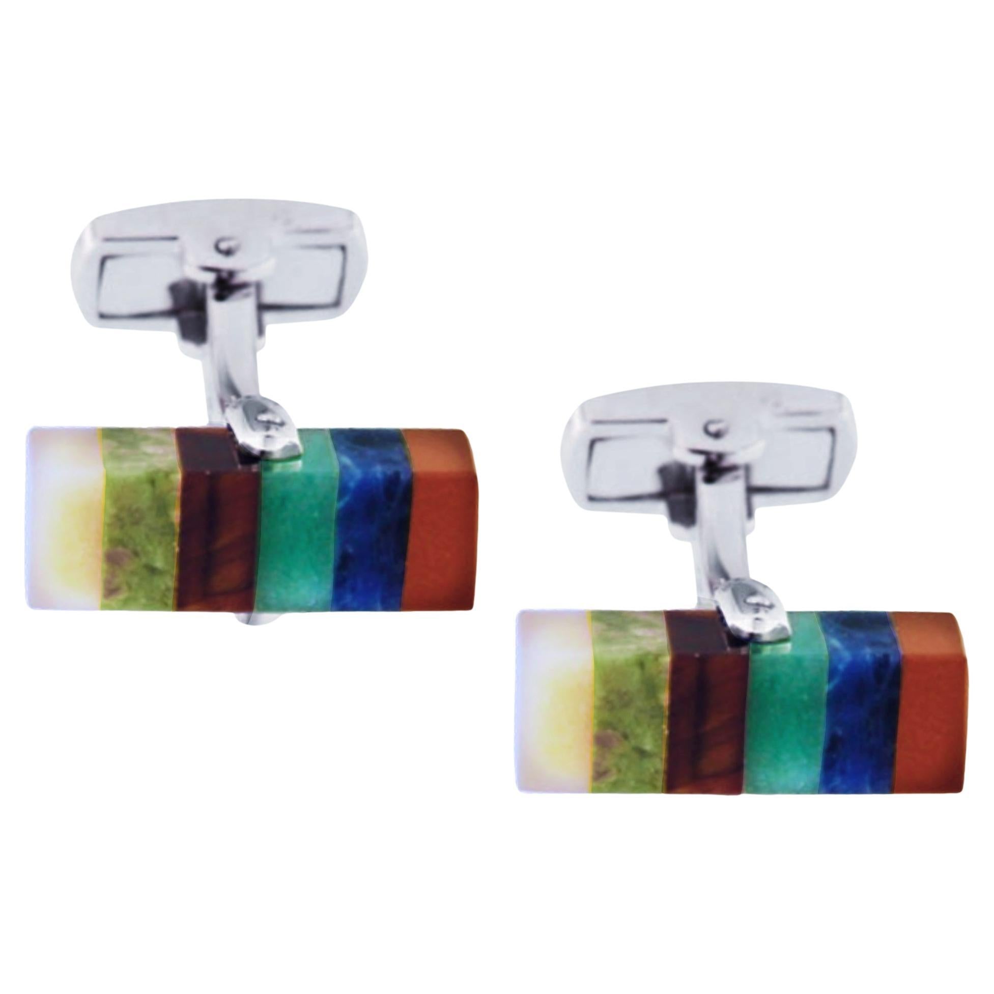 Alex Jona Semi Precious Stone Sterling Silver Cufflinks