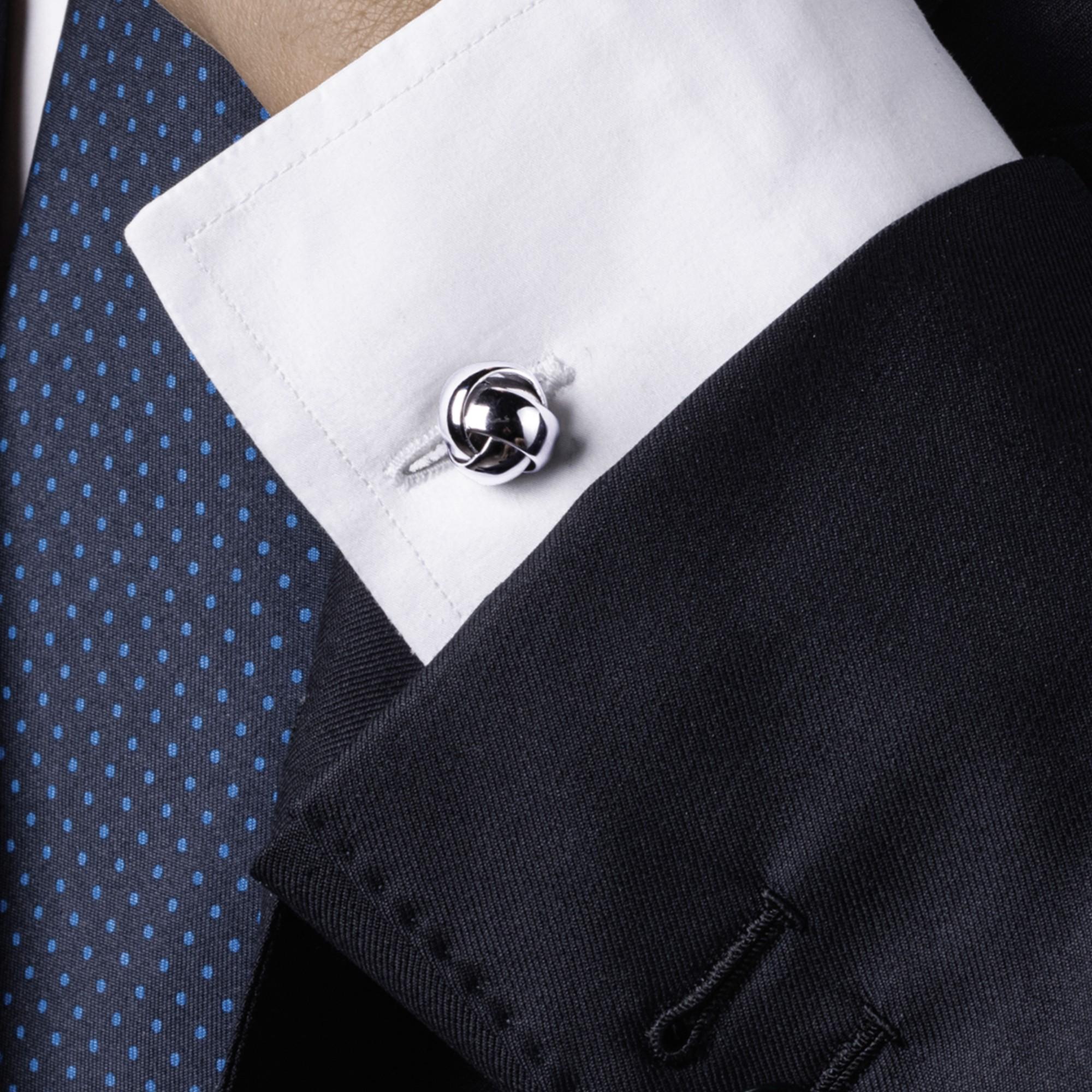 Women's or Men's Alex Jona Silver Knot Cufflinks For Sale