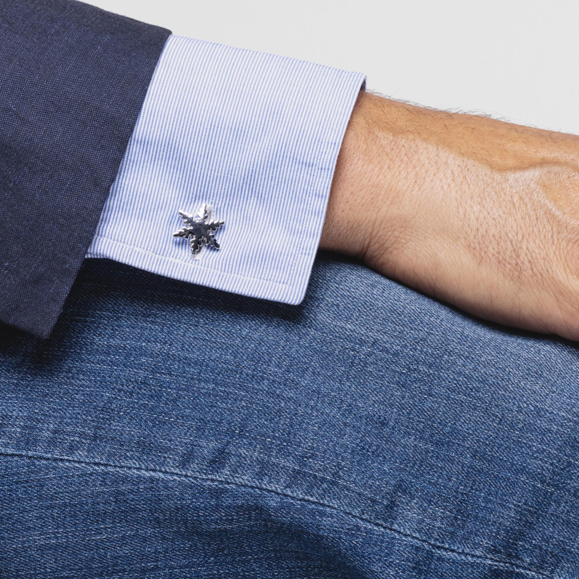 Alex Jona Snowflake Sterling Silver Cufflinks In New Condition For Sale In Lugano, CH
