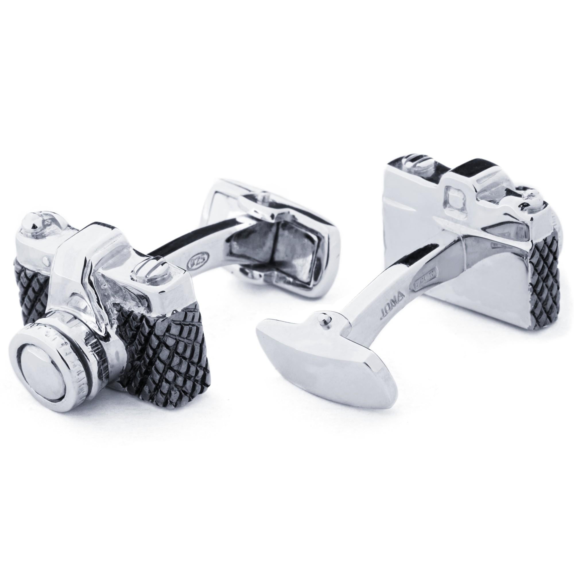 Alex Jona Solid Sterling Silver Camera Cufflinks In New Condition For Sale In Torino, IT