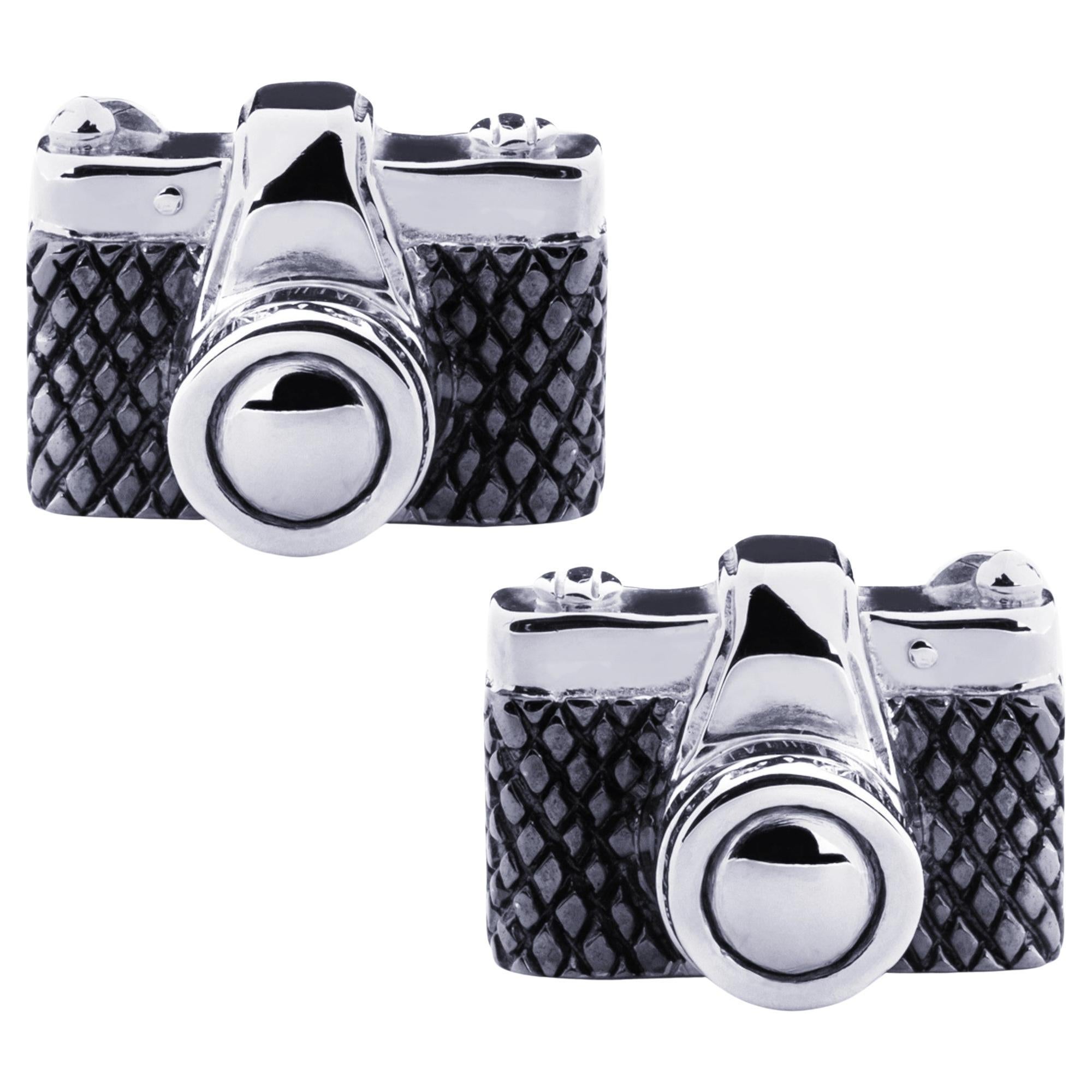 Alex Jona Solid Sterling Silver Camera Cufflinks For Sale