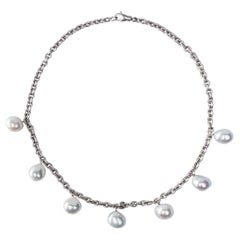 Alex Jona South Sea Baroque Light Grey Pearl 18Karat White Gold Necklace