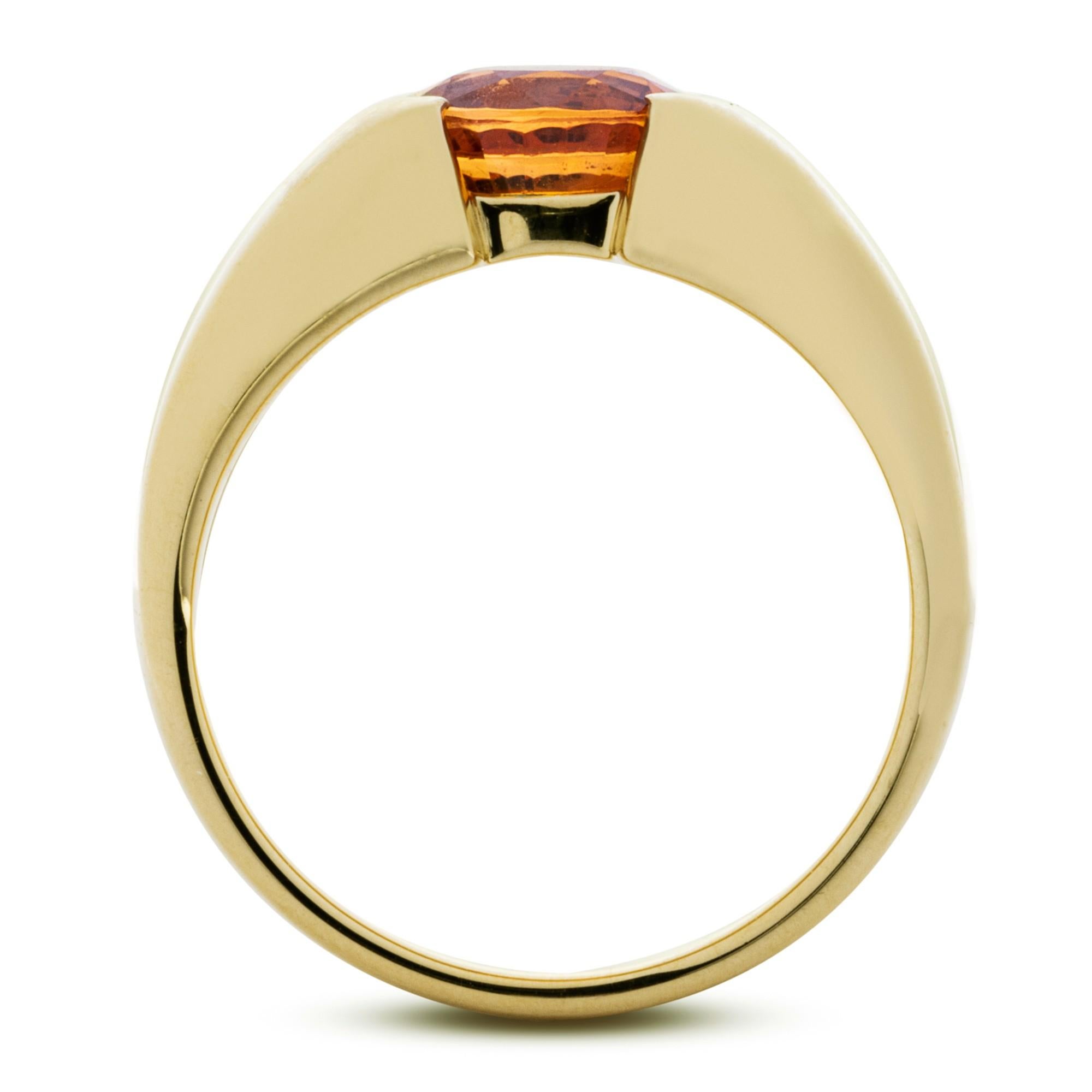 Alex Jona Spessartite Garnet 18 Karat Yellow Gold Band Ring For Sale 1