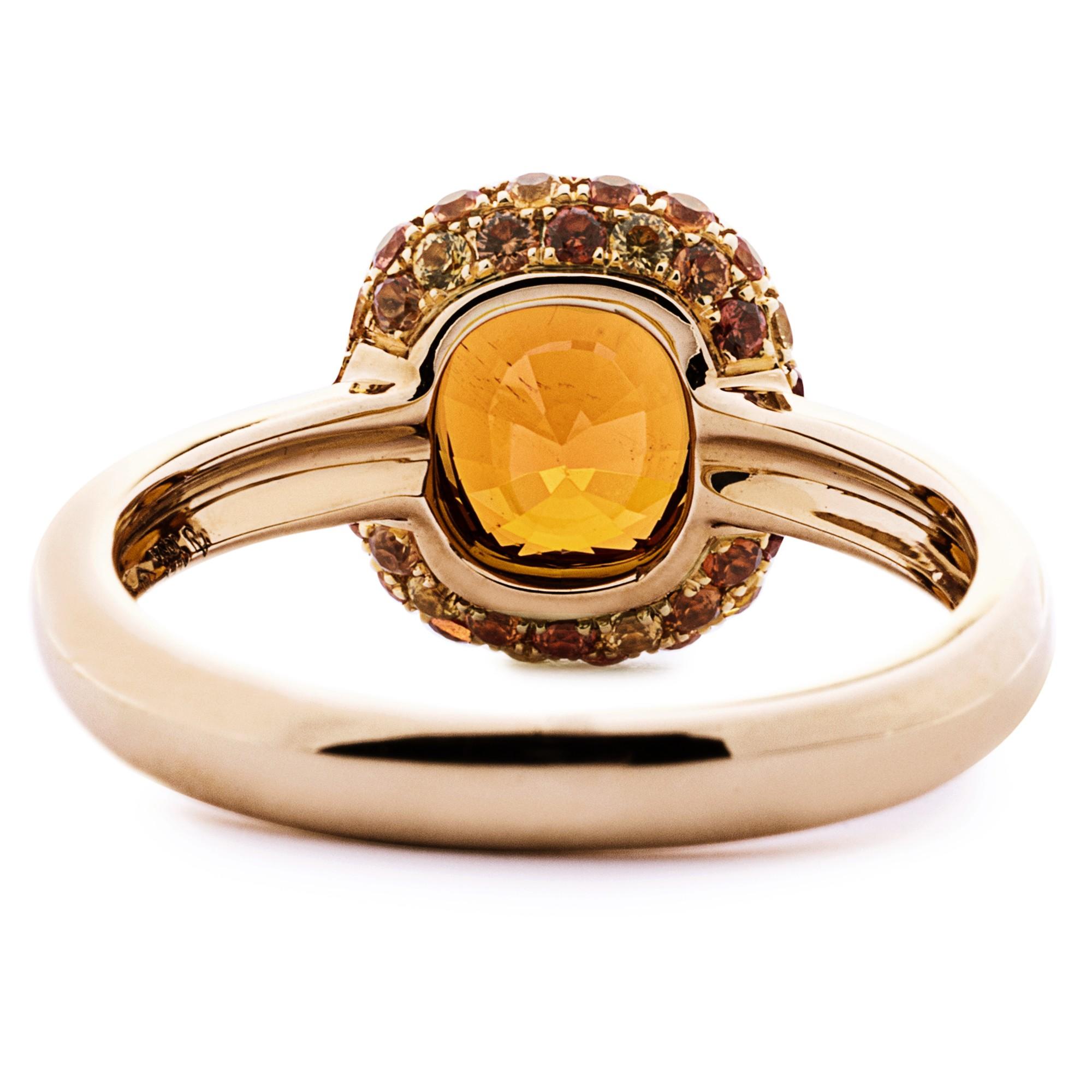 Women's or Men's Alex Jona Spessartite Garnet Orange Sapphire 18 Karat Yellow Gold Band Ring For Sale