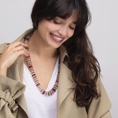 Alex Jona Spinel Quartz Rock Crystal Silver Beaded Rondelle Necklace