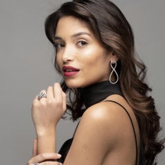 Alex Jona Anello a spirale in agata nera, diamante bianco, oro bianco 18 carati, a cupola