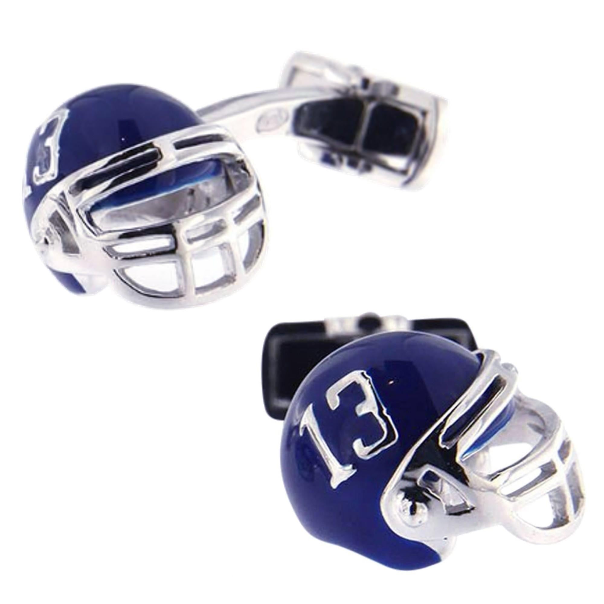 Alex Jona Sterling Silver American Football Helmet Cufflinks In New Condition For Sale In Torino, IT
