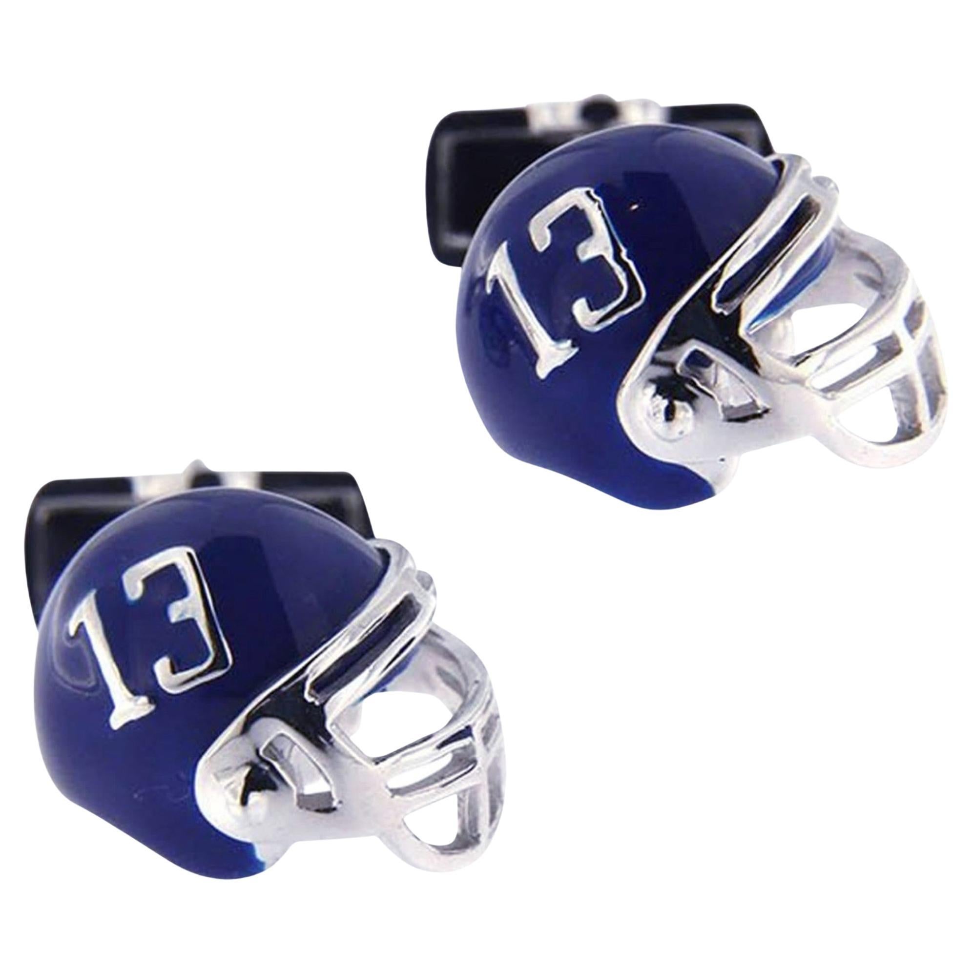 Alex Jona Sterling Silver American Football Helmet Cufflinks For Sale