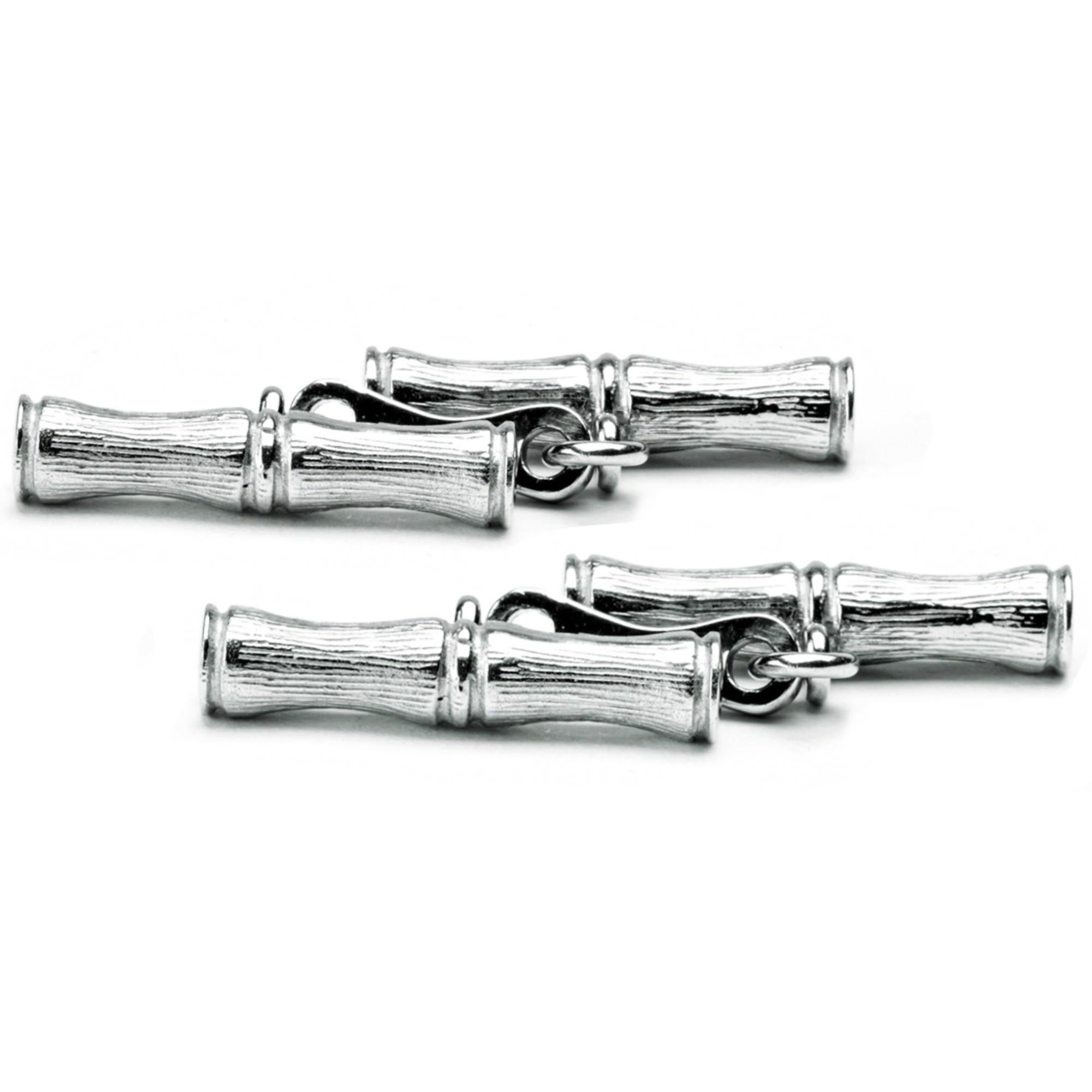 Alex Jona Sterling Silver Bamboo Bar Cufflinks In New Condition For Sale In Torino, IT