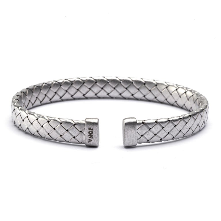 Alex Jona Sterling Silver Basket Weave Bangle Bracelet For Sale at 1stDibs