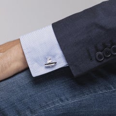Alex Jona Sterling Silver Bear on Boat Cufflinks