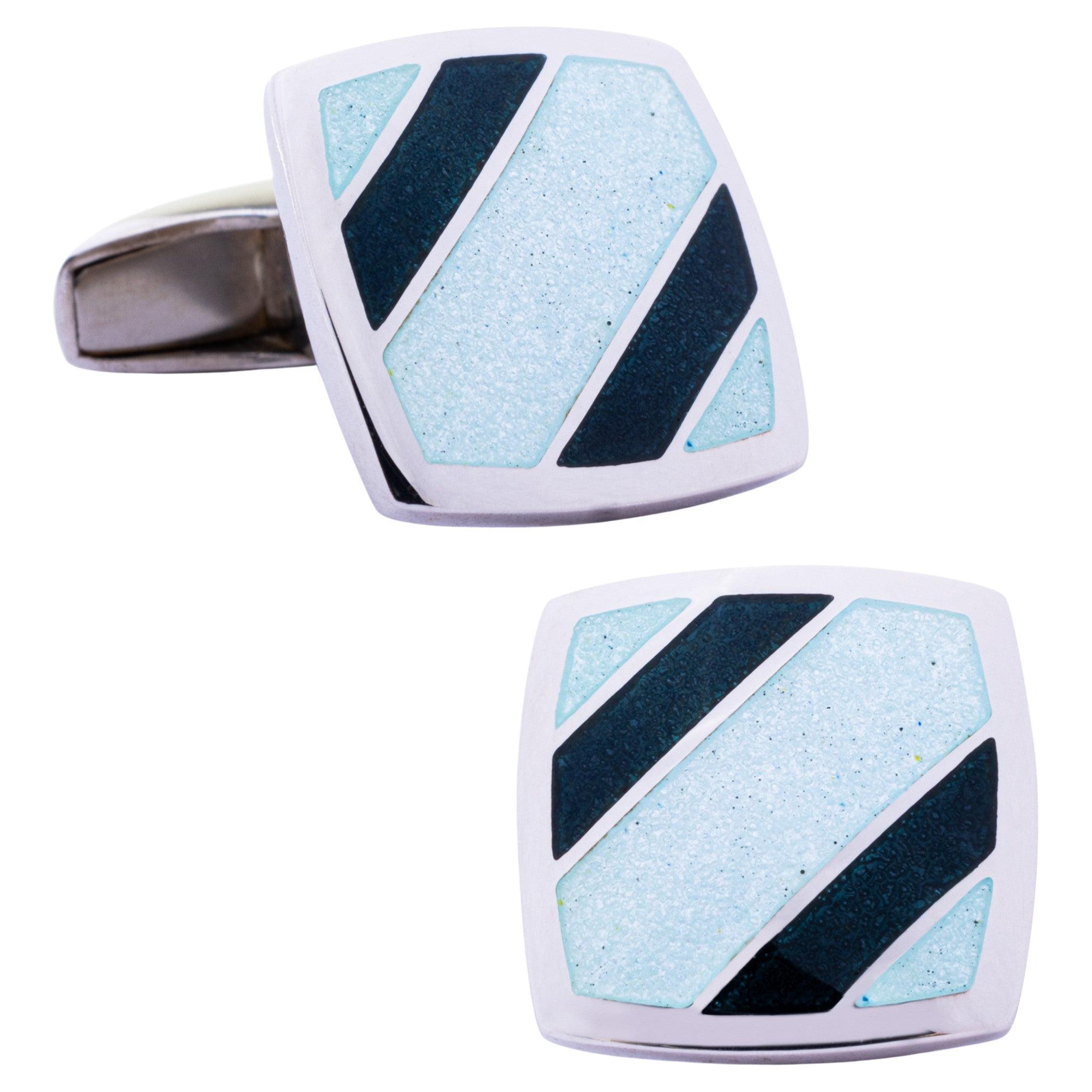 Alex Jona Sterling Silver Black and White Enamel Cufflinks For Sale