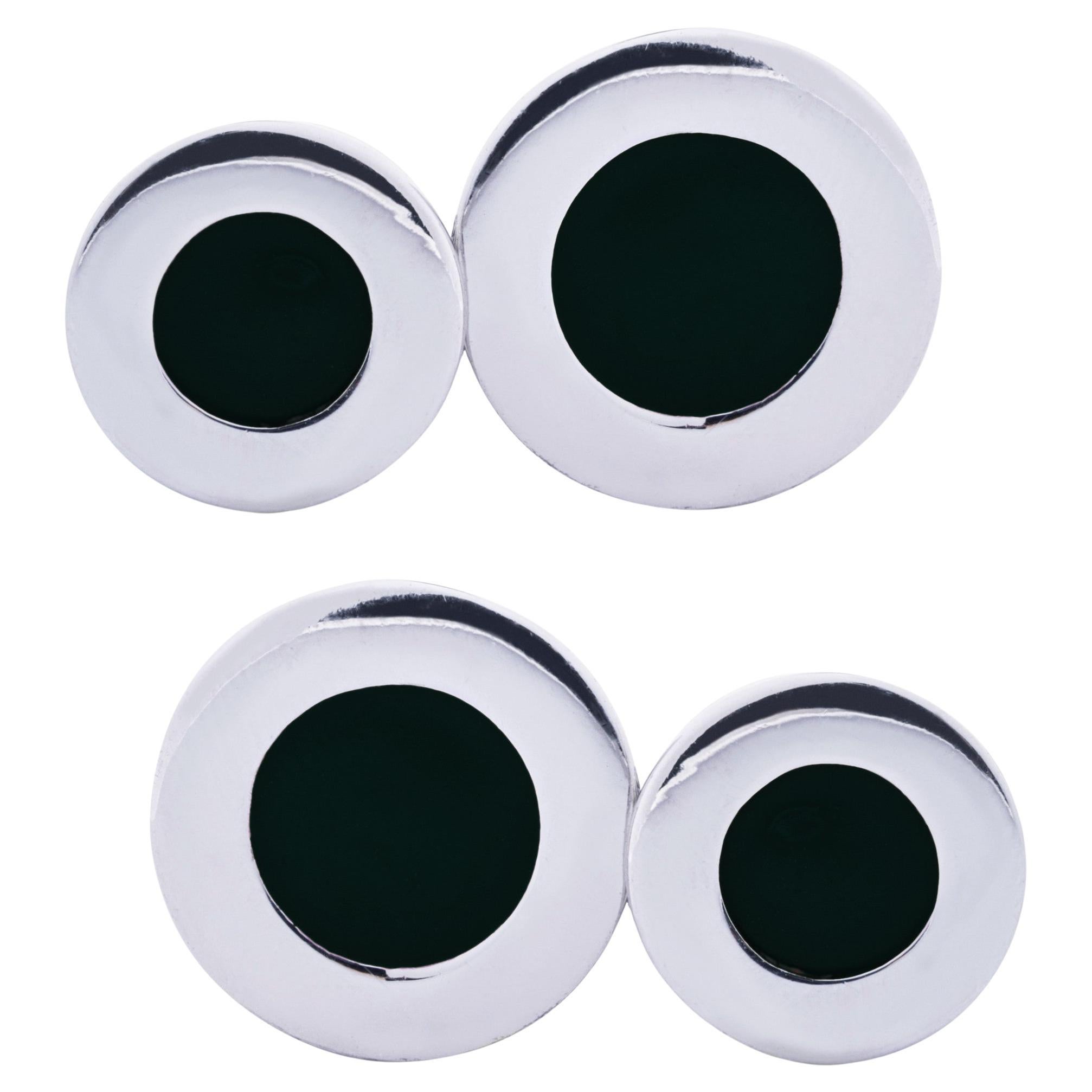 Alex Jona Sterling Silver Black Enamel Cufflinks