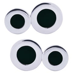 Alex Jona Sterling Silver Black Enamel Cufflinks