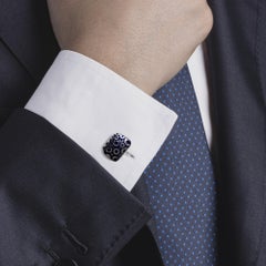 Gemelli modernisti Alex Jona in argento 925 e smalto nero