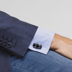 Alex Jona Sterling Silver Black Enamel Porsche Cufflinks