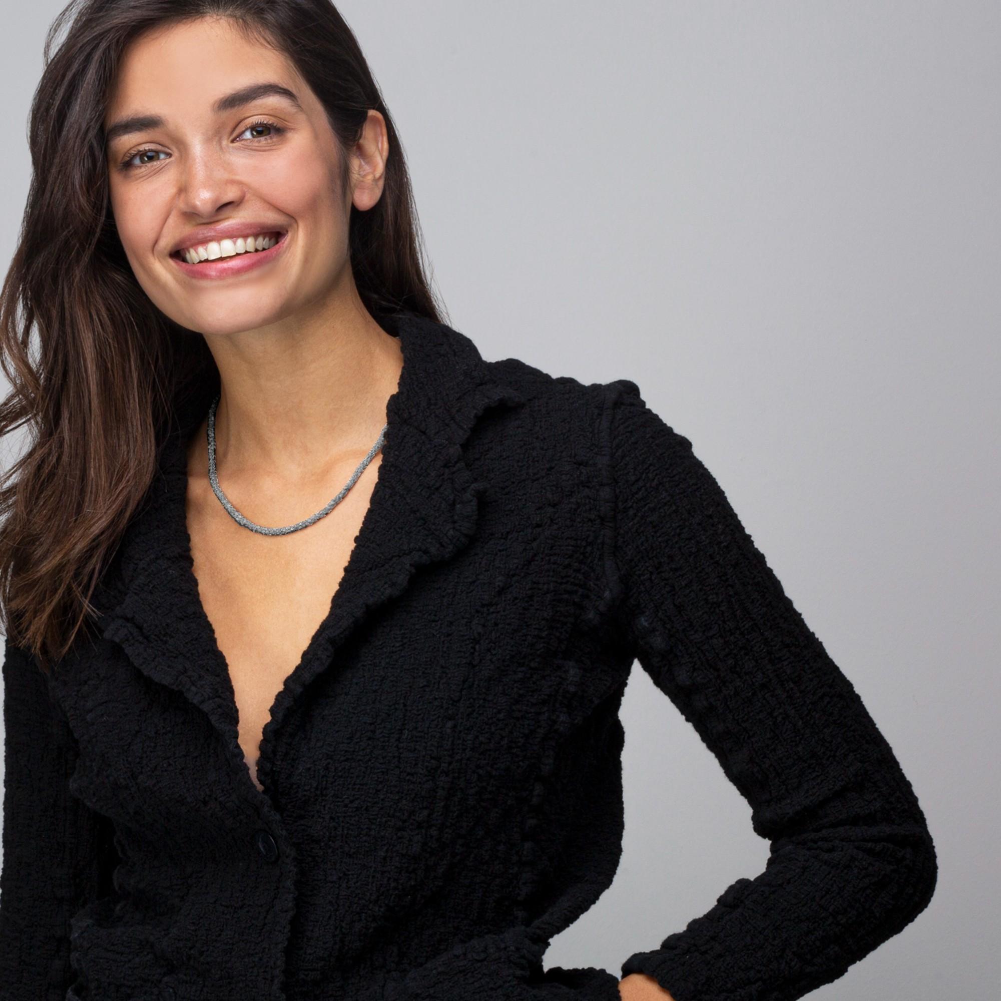 Alex Jona design collection, hand crafted in Italy, rhodium-plated sterling silver chain necklace made of woven small chains.
Dimensions : L 17.32 in x D 0.16 in - L 44 cm x D 4 mm

Alex Jona jewels stand out, not only for their special design and