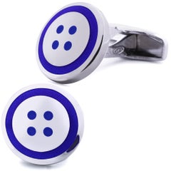 Gemelli Alex Jona in argento sterling con bottone smaltato blu