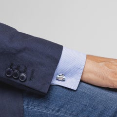 Alex Jona Sterling Silver Blue Enamel Classic Convertible Car Cufflinks