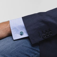 Gemelos Alex Jona Plata de Ley Azul Verde Esmalte Negro