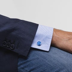 Gemelos Alex Jona de plata de ley con esmalte azul