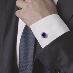 Alex Jona Sterling Silver Blue Enamel Cufflinks