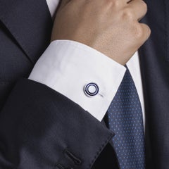 Alex Jona Sterling Silver Blue Enamel Cufflinks