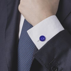 Gemelli da polso Alex Jona in argento 925 con smalto blu