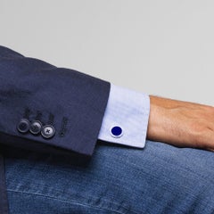 Gemelos Alex Jona de plata de ley con esmalte azul