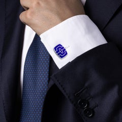 Alex Jona Sterling Silver Blue Enamel Cufflinks