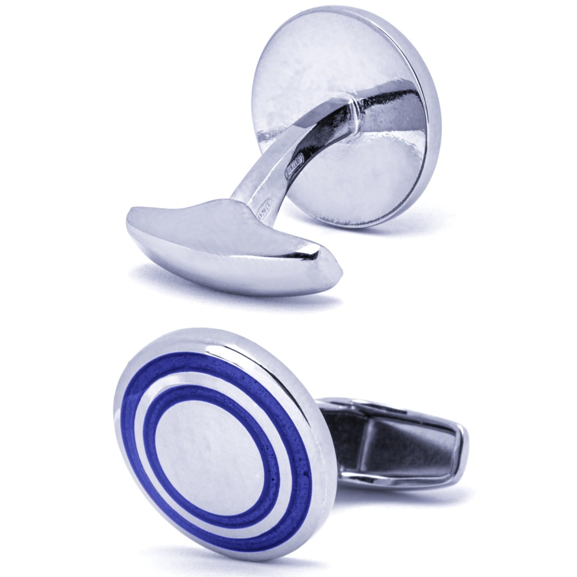 Gemelli da polso Alex Jona in argento 925 con smalto blu In condizioni Nuovo in vendita a Lugano, CH