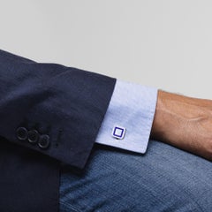Alex Jona Boutons de manchette en argent sterling et émail bleu