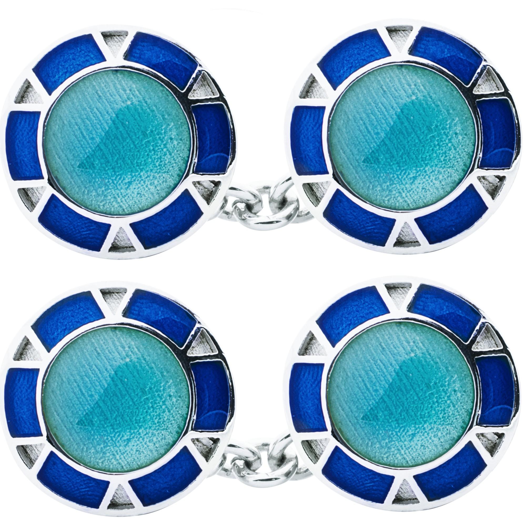 Gemelli da polso Alex Jona in argento 925 con smalto blu