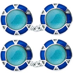 Gemelli da polso Alex Jona in argento 925 con smalto blu