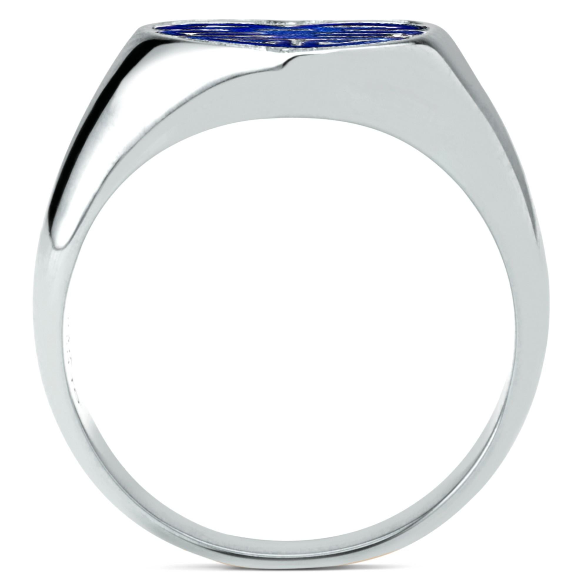 Alex Jona, in argento sterling, smalto blu, anello con cuore a forma di vita lunga e felice in vendita 2