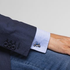 Alex Jona Sterling Silver Blue Enamel Motorcycle Cufflinks