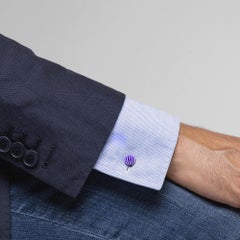 Alex Jona Sterling Silver Blue Enamel Stripe Cufflinks