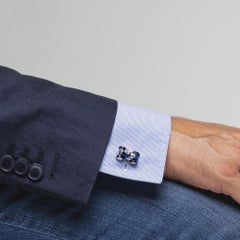 Alex Jona Sterling Silver Blue Enamel Vintage Toy Car Cufflinks
