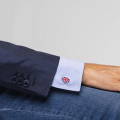 Gemelli Alex Jona in argento sterling con smalto blu e rosso Union Jack