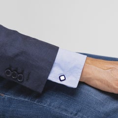 Manschettenknöpfe von Jona aus Sterlingsilber mit blauer und weißer Emaille